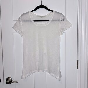 NWOT Miss Me White Lace Sleeve Ruffle Open Back Short Sleeve
